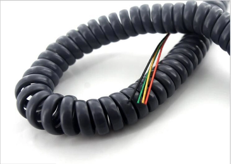 Fil électrique de câble électrique de puissance d'UL de corde bouclée va-et-vient escamotable en spirale enroulée industrielle de ressort